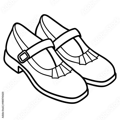 Black Mary Janes Silhouette Vector on White Background