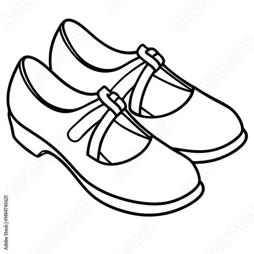 Black Mary Janes Silhouette Vector on White Background