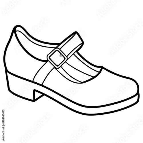 Black Mary Janes Silhouette Vector on White Background