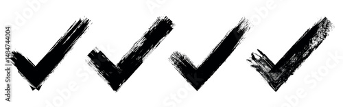 Checkmark with 3 right tick in a grunge brush texture, isolated on a white background, Checklist Symbol Hand Drawn vector design.