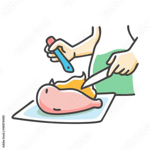 cutting up a chicken icon, cutting up a chicken vector illustration-simple illustration of cutting up a chicken, perfect for cutting up a chicken logos and icons