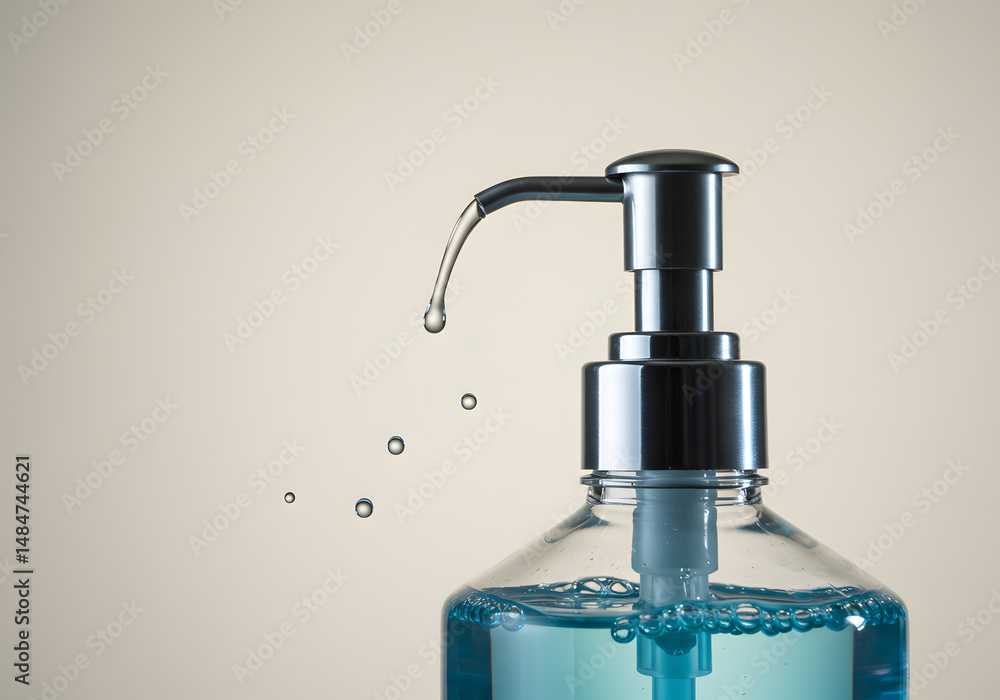 Obraz premium Hand sanitizer bottle dispenser close up