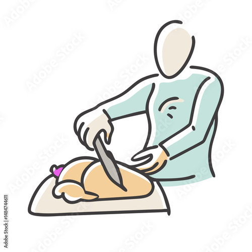 cutting up a chicken icon, cutting up a chicken vector illustration-simple illustration of cutting up a chicken, perfect for cutting up a chicken logos and icons