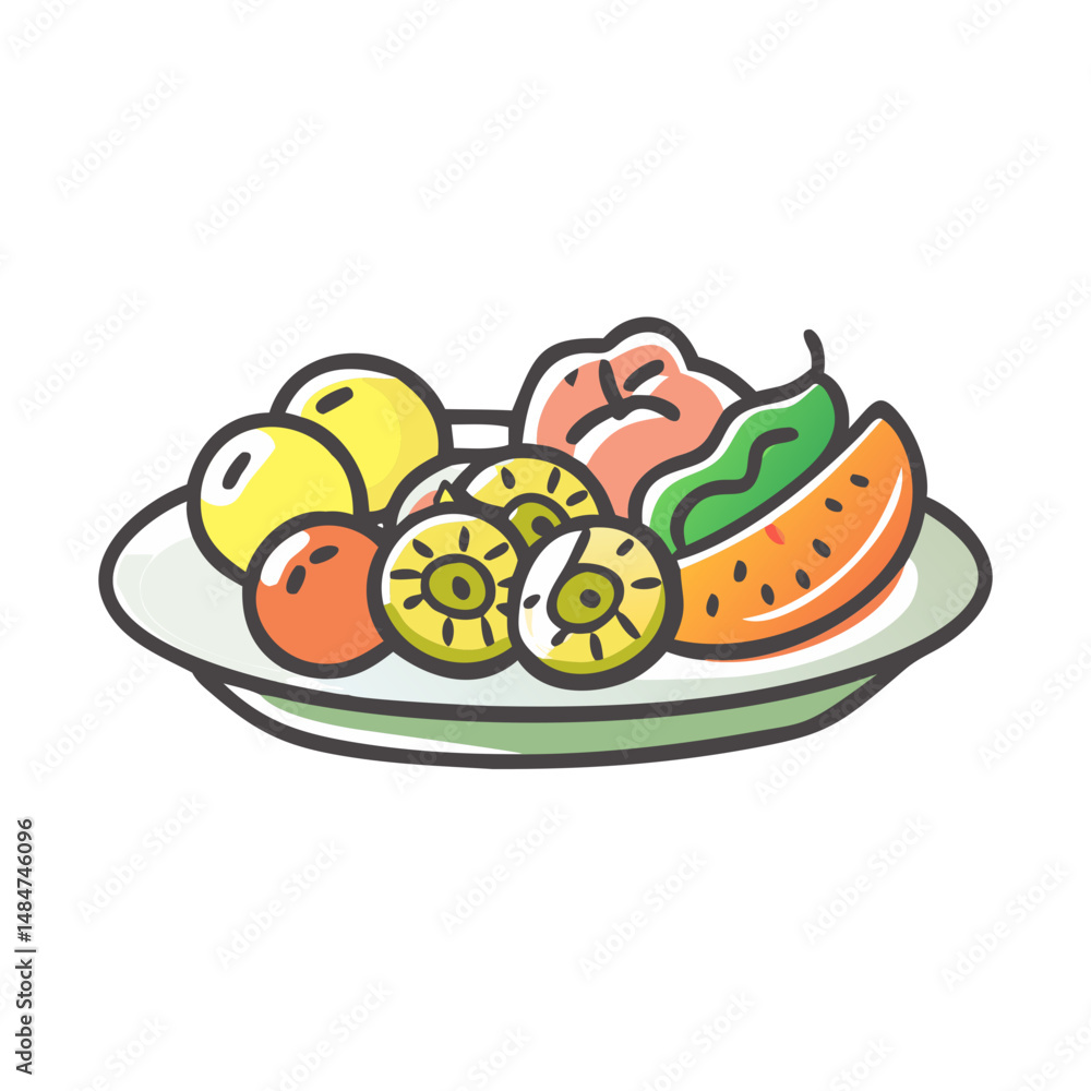 Fototapeta premium fresh fruit platter icon, fresh fruit platter vector illustration-simple illustration of fresh fruit platter, perfect for fresh fruit platter logos and icons