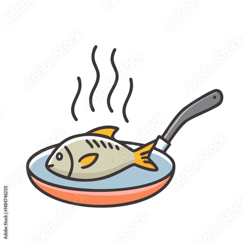 frying fish icon, frying fish vector illustration-simple illustration of frying fish, perfect for frying fish logos and icons