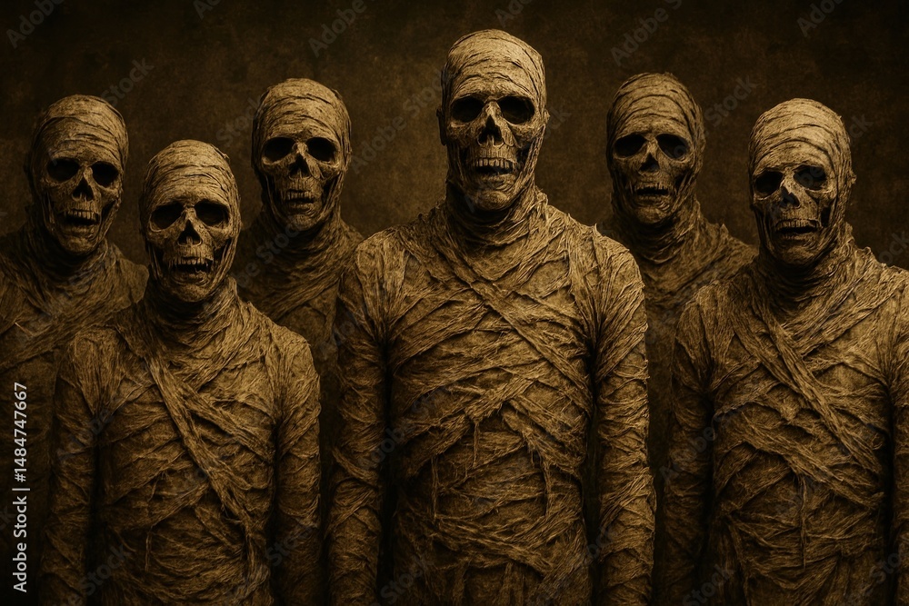 Naklejka premium Ancient mummies hauntingly eerie