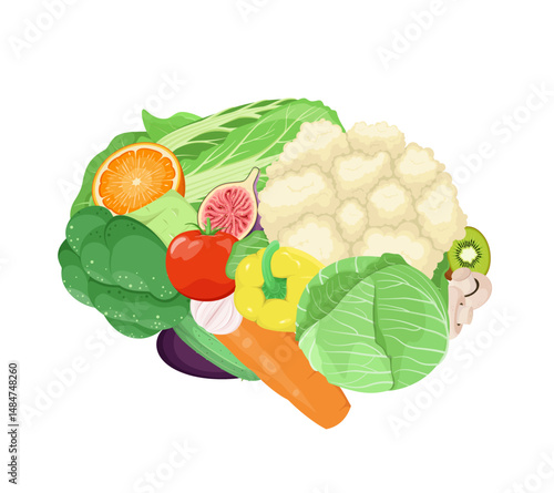 The human brain is made of vegetables and fruits. Proper nutrition. A healthy lifestyle.