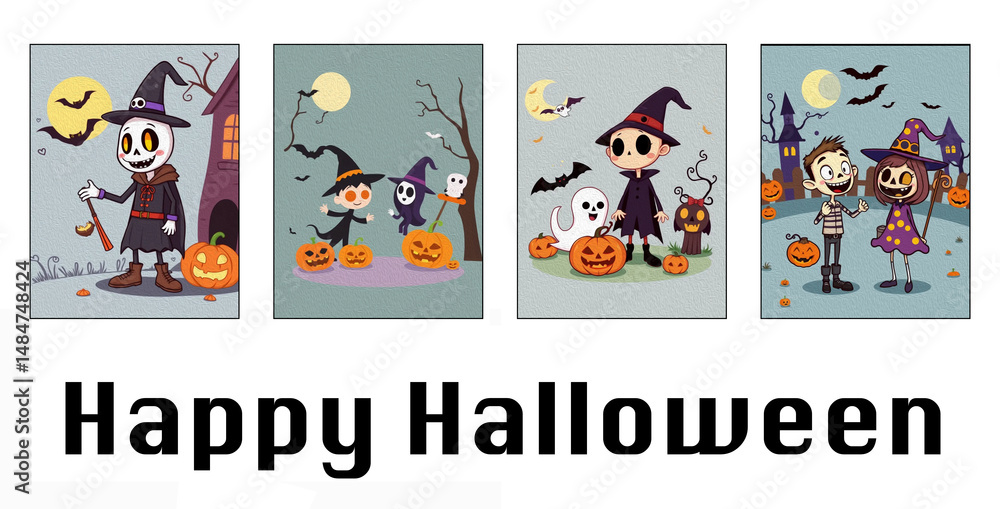 Oil Painting. Pattern for printing on wall decorations . Halloween theme. Oil Painting. Pattern for printing on wall decorations . Halloween theme.