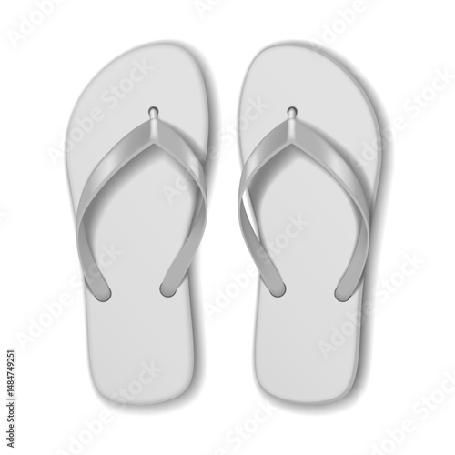 Illustration of gray flipflops in a minimalistic style. Simple monochrome color palette. Represents casual summer footwear ideal for beach use.