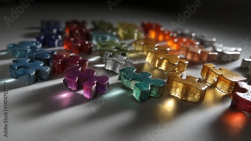 Wallpaper Mural Colorful puzzle pieces scattered on a light surface Torontodigital.ca