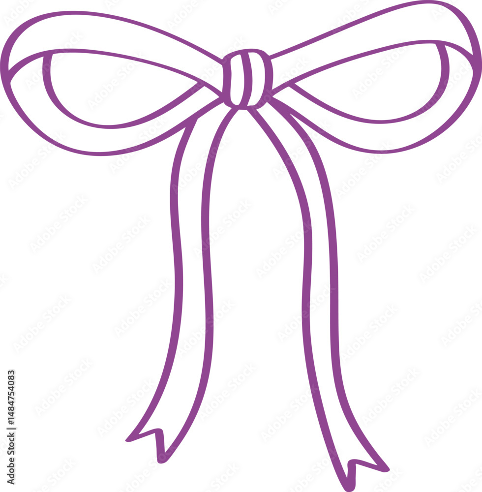 Stylized Purple Outline Coquette Bow Stylized Purple Outline Coquette Bow