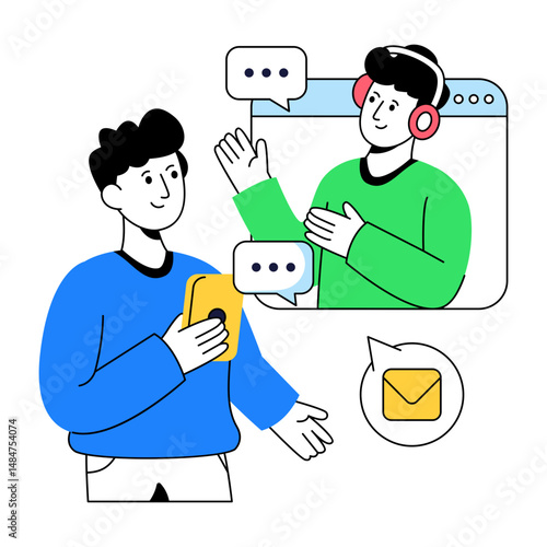 A colored design illustration of customer service