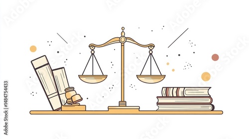 Justice Scales with Books, Legal Concept, Balance