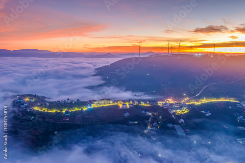 sunset over the city