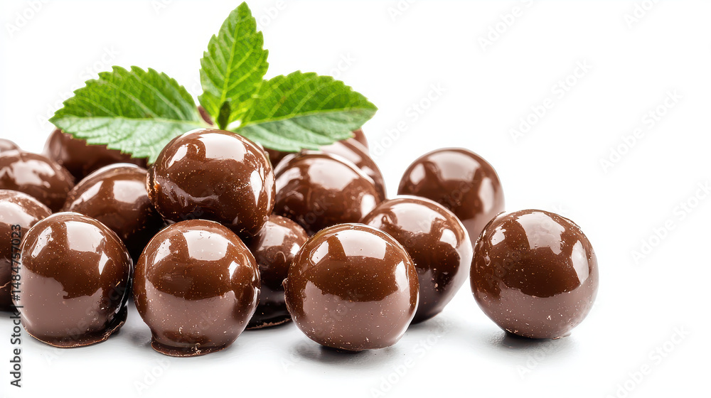 custom made wallpaper toronto digitalDelicious chocolate balls with glossy finish, garnished with fresh mint leaves, create inviting and indulgent treat