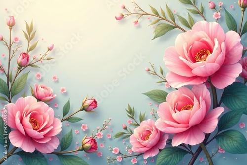 Delicate arabesque floral design, flowing lines & soft colors, aesthetic, delicate, subtle