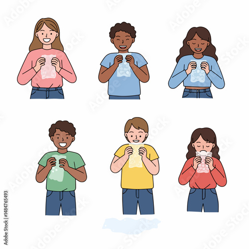 Radiant Revelation: A multiethnic group of children curiously examines chest x-rays.  Their expressions reveal curiosity and intrigue, fostering a sense of educational exploration.