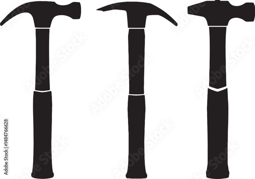 Hammer tool set vector illustration construction building and repair equipment silhouettes