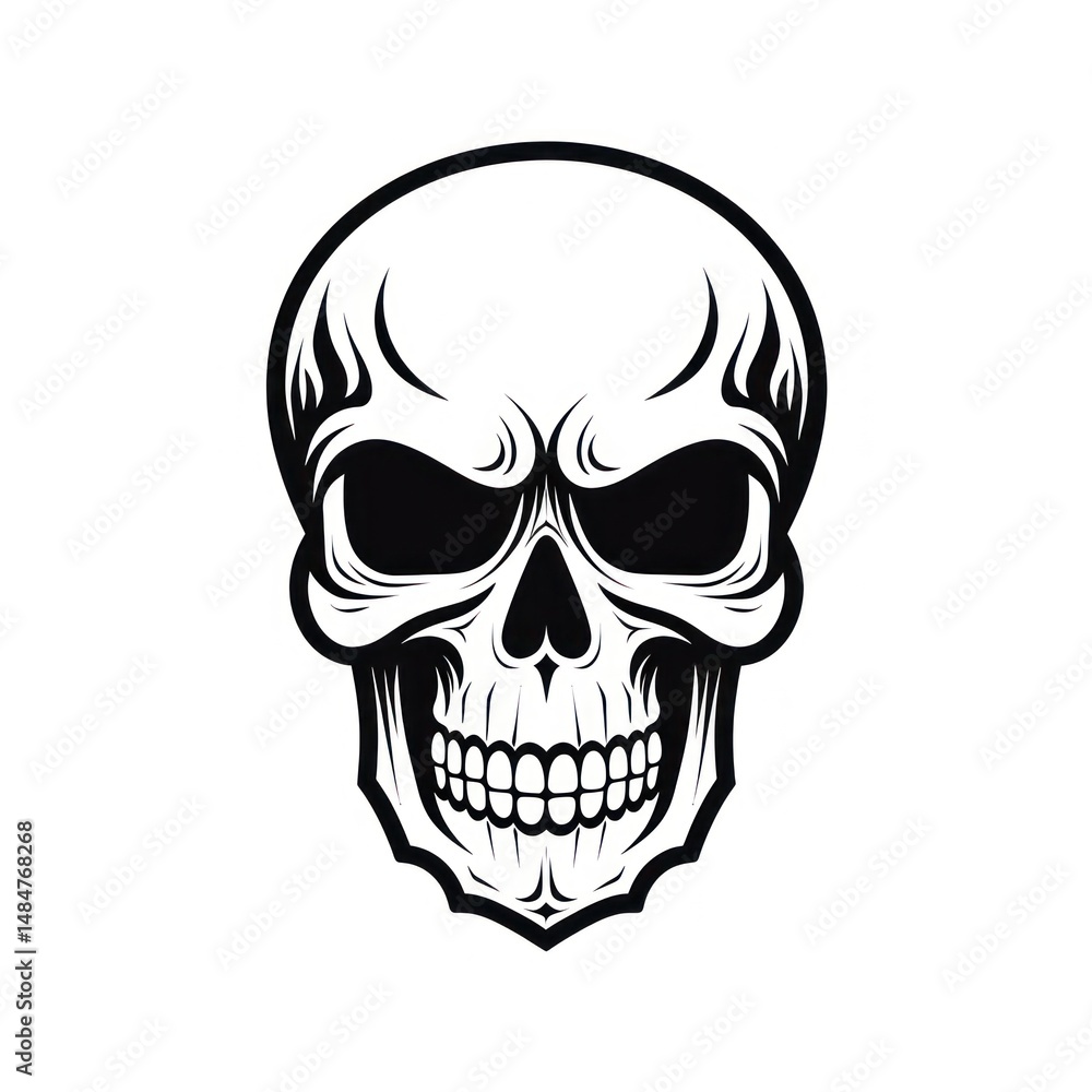 Skull black white logo. Skull black white logo.