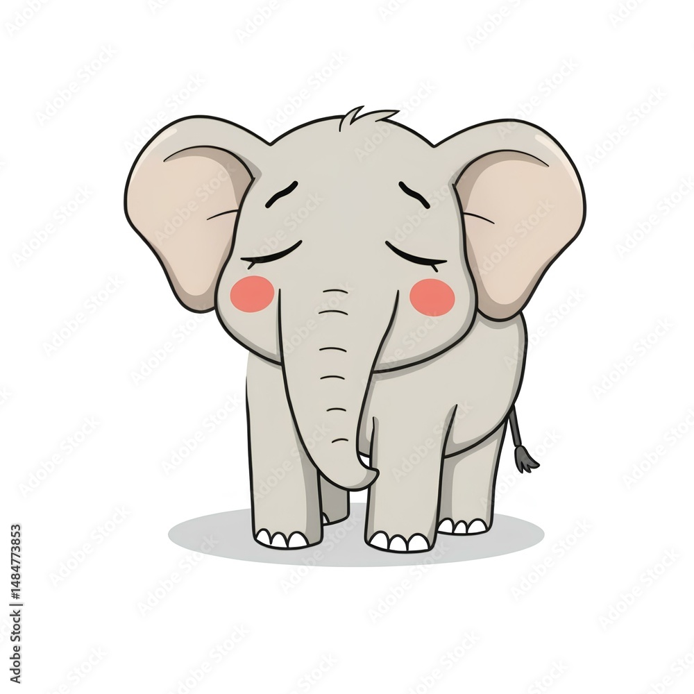 Fototapeta premium Cartoon styled elephant baby isolated on white