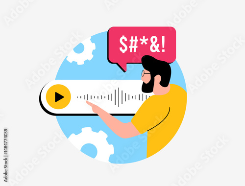 Dislike voice messages concept featuring voice note fatigue, unwanted audio messages, audio message annoyance, voice note frustration and digital communication stress vector illustration