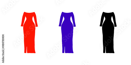 Woman beautiful dress of princess variant color dress vector stock element
