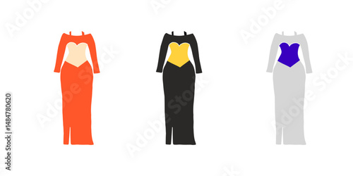 Woman beautiful dress of princess variant color dress vector stock element