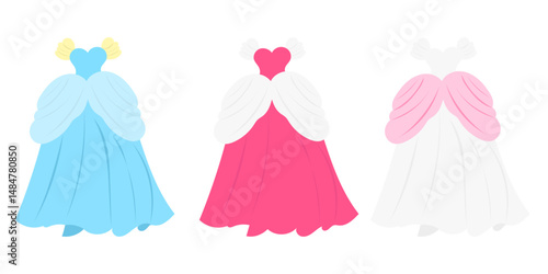 Woman beautiful dress of princess variant color dress vector stock element