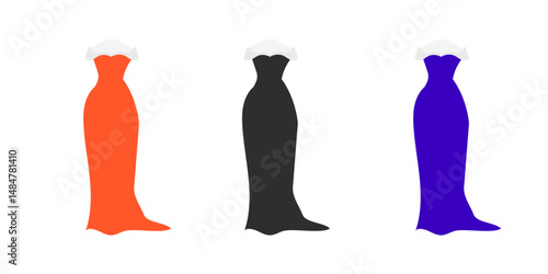 Woman beautiful dress of princess variant color dress vector stock element
