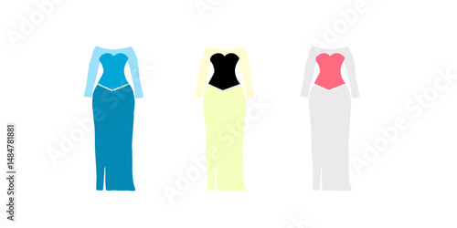 Woman beautiful dress of princess variant color dress vector stock element
