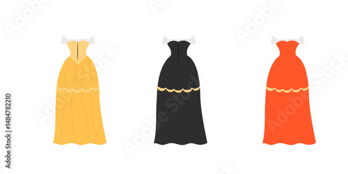 Woman beautiful dress of princess variant color dress vector stock element