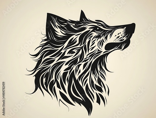 Wolf portrait, stylized