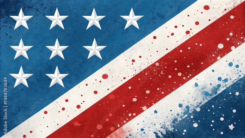 Fototapeta premium Patriotic American Flag Abstract Digital Painting