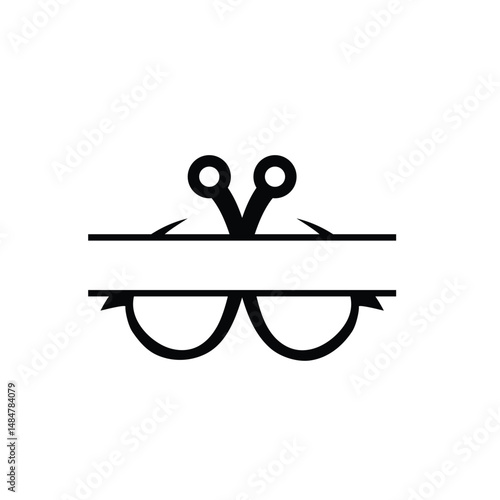 Monogram butterfly design with a horizontal dividing ribbon