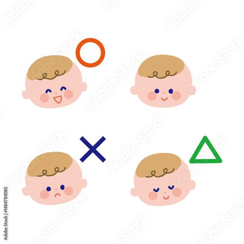 正誤記号と赤ちゃん顔アイコン