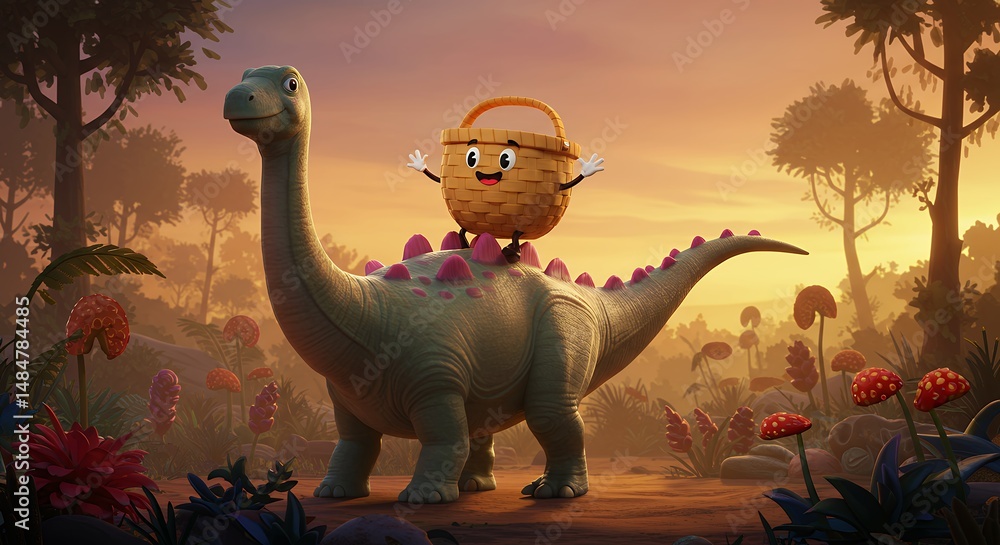 Obraz premium Dinosaur and biscuit friend adventure