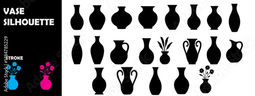 Vase Silhouette Vector Set – Classic Pottery Shapes for Art, Ceramic, and Antique Design