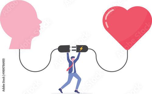 Emotional Intelligence, EI or control feeling and emotion with logical thinking brain, empathy or social skill,

