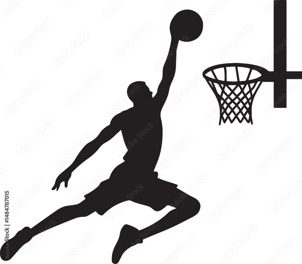 Obraz premium Basketball Player Dunking Silhouette
