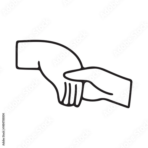Black color outline Big set of Colorful Hands holding stuff. Different gestures