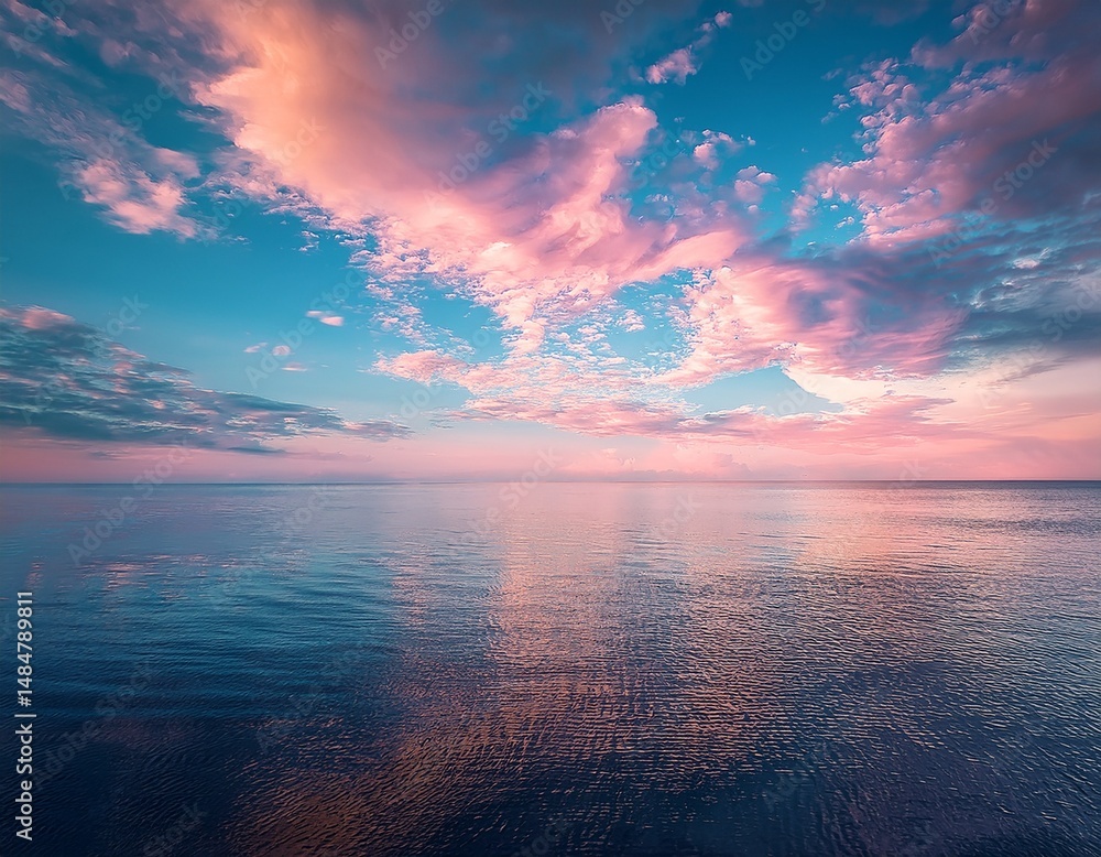 Fototapeta premium Pastel clouds over calm ocean-