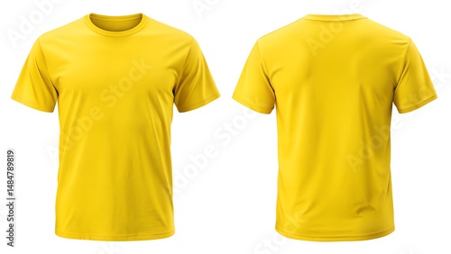 Blank T Shirt Yellow mockup  Template Front and Back