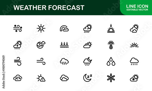 Weather Forecast Icons. Clean Vector Designs for Climate and Temperature Apps