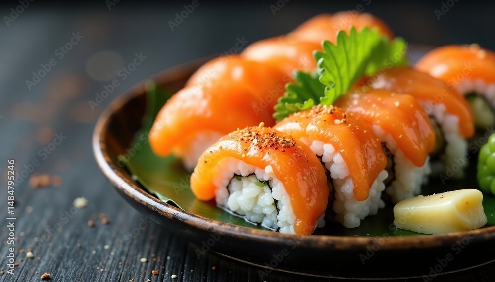 Variety of sushi rolls, ginger, wasabi, soy sauce , sushi, meal Variety of sushi rolls, ginger, wasabi, soy sauce , sushi, meal