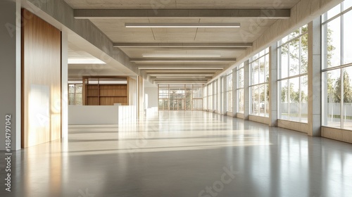 Wallpaper Mural Ultra-clean modern space, abstract open layout, empty concrete floor  Torontodigital.ca