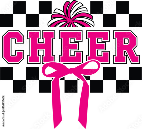 Cheer Coquette Bow design for t-shirt, a vibrant and stylish vector illustration perfect for your creative projects, easily editable in Illustrator.