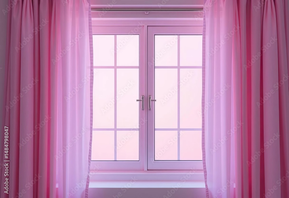 Fototapeta premium Soft pastel window, slightly open curtains, minimal detail, background, backdrop
