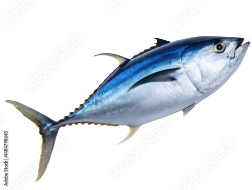 full scale blue fin tuna fish isolated on transparent white background. cut out