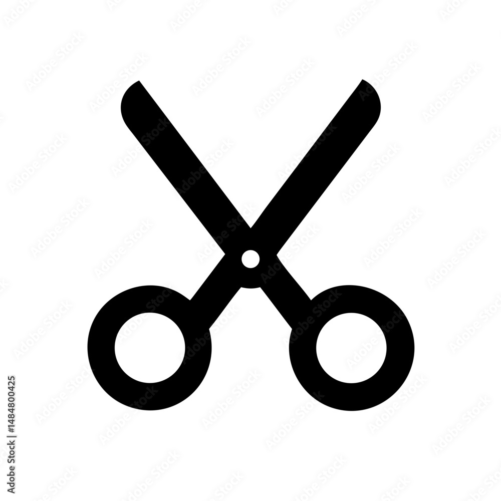 Simple scissors icon, black and white, for websites and apps