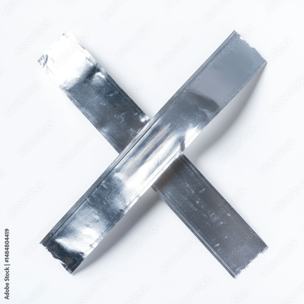 Two strips of reflective tape crossed Two strips of reflective tape crossed